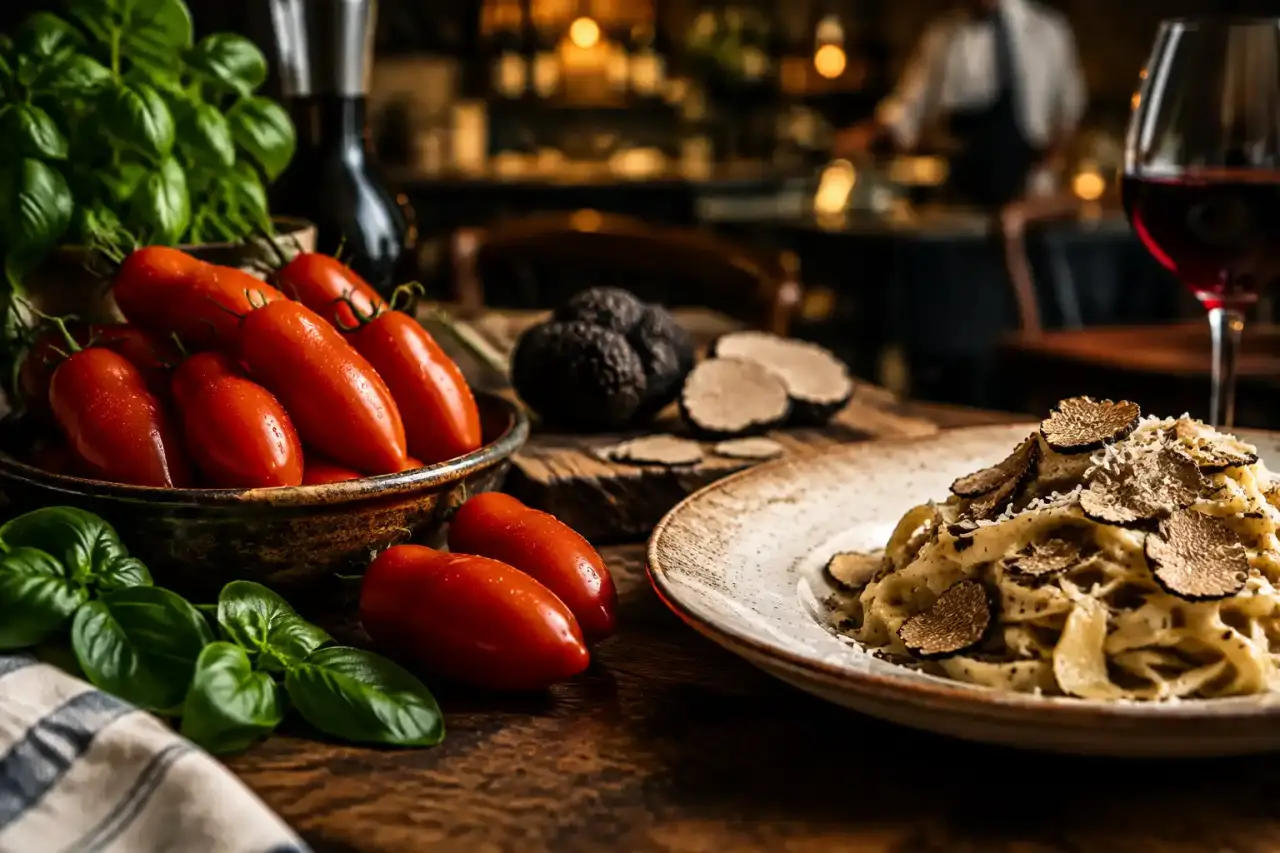 Assiette italienne sublimée par une sauce tomate San Marzano