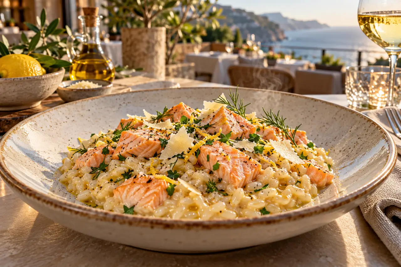 Risotto au saumon : un riz crémeux sans crème, un poisson qui reste tendre