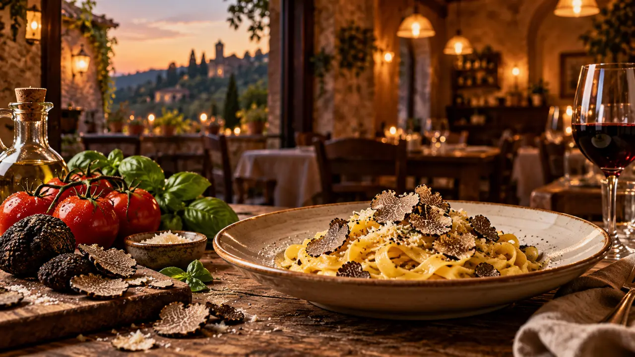 Pâtes fraîches à la truffe dans une ambiance italienne élégante